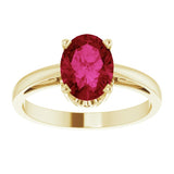 14K Yellow Lab-Grown Ruby Ring