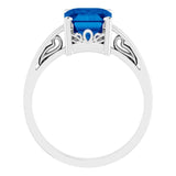 14K White Lab-Grown Blue Sapphire Scroll Setting® Ring