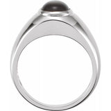 14K White Natural Black Onyx Bezel-Set Ring