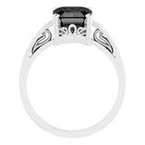 14K White Natural Onyx Scroll Setting® Ring