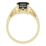 14K Yellow Natural Onyx Scroll Setting® Ring