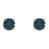 14K Yellow Gold 5 mm Natural London Blue Topaz Earrings
