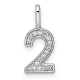 14k White Gold Diamond Number 2 Pendant