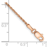 14K Rose Gold 10 inch 1.5mm Diamond-cut Man Made Rope with Lobster Clasp Anklet