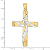 14K w/Rhodium HOPE FAITH LOVE BELIEVE Cross Pendant