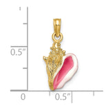 14k Enameled 3-D Conch Shell Pendant