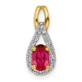 14k Diamond and Oval .50 Ruby Pendant