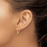 14k 6x4mm Ruby/July Leverback Earrings