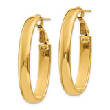 14k 5.75mm Oval Omega Back Hoop Earrings