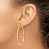 14K Polished 4mm Lightweight Tube Hoop Earrings