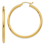 14K Polished 2.5mm Tube Hoop Earrings