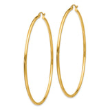 14k Polished 2x65mm Tube Hoop Earrings