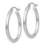 14K White Gold Polished 2.5mm Tube Hoop Earrings