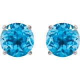 Platinum 7 mm Natural Swiss Blue Topaz Earrings