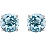 14K White Gold 8 mm Natural Sky Blue Topaz Earrings