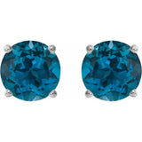 Sterling Silver 8 mm Natural London Blue Topaz Earrings