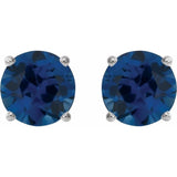 14K White Gold 6 mm Lab-Grown Blue Sapphire Earrings