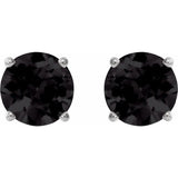 Sterling Silver 6 mm Natural Black Onyx Earrings