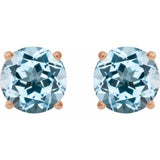14K Rose Gold 7 mm Natural Sky Blue Topaz Earrings