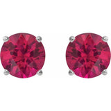 Platinum 7 mm Lab-Grown Ruby Earrings