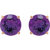 14K Rose Gold 7 mm Natural Amethyst Earrings