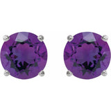 14K White Gold 7 mm Natural Amethyst Earrings