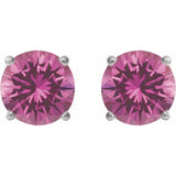 14K White Gold 8 mm Lab-Grown Pink Sapphire Earrings