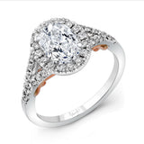 Uneek Cancelli Oval Diamond Halo Engagement Ring with Pave Split Shank