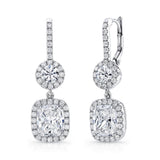 Uneek Signature Collection Halo Cushion Cut Dangle Earrings