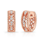 Uneek Battenberg Petite Open Lace Diamond Huggie Hoop Earrings