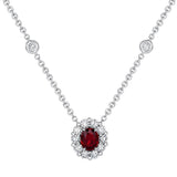 Uneek Petals Collection Halo Ruby Brooch Pendant