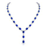 Uneek Cushion-Cut Blue Sapphire Y Necklace