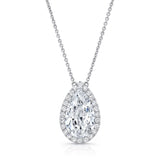 Uneek Pear-Shaped Diamond Halo Pendant with Diamonds-by-the-Yard Chain