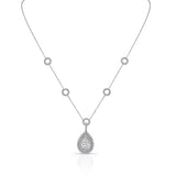 Uneek Pear-Shaped Diamond Pendant Necklace with Double Halo and Pave Hollow Disc Stations