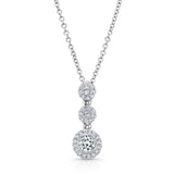 Uneek Round Diamond Three-Tier Halo Drop Pendant