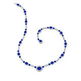 Uneek Precious Collection Oval Shaped Blue Sapphire Opera Necklace