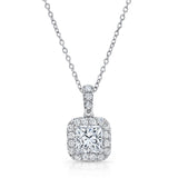 Uneek Princess-Cut Diamond Halo Pendant