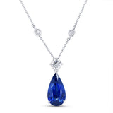 Uneek Precious Collection Pear Shaped Blue Sapphire Drop Pendant