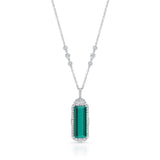 Uneek Emerald Cut Green Tourmaline Diamond Pendant