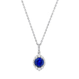 Uneek Precious Collection Halo Round Blue Sapphire Drop Pendant