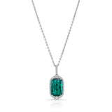 Uneek Precious Collection Halo Cushion Cut Green Tourmaline Drop Pendant