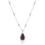 Uneek Precious Collection Halo Pear Shaped Rhodolite Drop Pendant