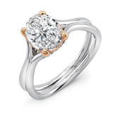 Uneek Oval Diamond Solitaire Engagement Ring with High Polish Silhouette Shank and Accents