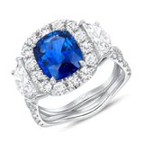 Uneek Precious Collection Halo Cushion Cut Blue Sapphire Engagement Ring