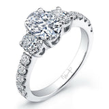 Uneek Signature Collection Three-Stone Oval Shaped Engagement Ring