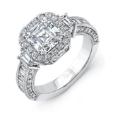 Uneek Estate-Inspired Asscher-Cut Diamond Ring with Trapezoid Sidestones