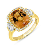 Uneek Precious Collection Three-Stone Cushion Cut Topaz Engagement Ring