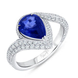 Uneek Precious Collection Bypass Pear Shaped Blue Sapphire Engagement Ring