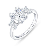 Uneek Alexandria Collection Three-Stone Emerald Cut Engagement Ring