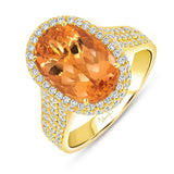 Uneek Precious Collection Halo Oval Shaped Topaz Engagement Ring
